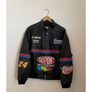 Chase Authentics Jeff Gordon leather racing jacket Reversible DuPont 24 Black Na
